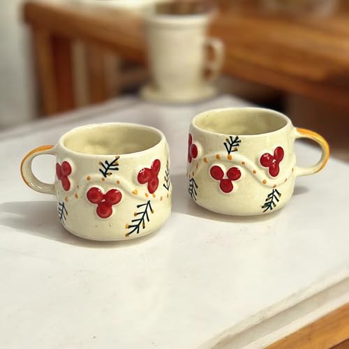 BACKKSPACE RETAIL Ceramic Mugs with Unique 3D Cherry Design Set of 2 – 250ml | Perfect for Coffee or Tea Lovers | Microwave and Dishwasher Safe | Ideal for Home, Office, or Gifting - Image 2