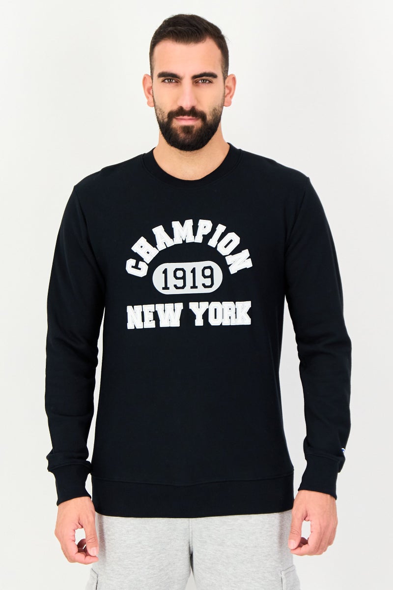 Champion Men Standard Fit Long Sleeve Outdoor Sweatshirt, Black - Image 1