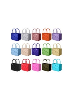 Generic Sayelo Womens EVA Beach Bag Storage Bag Handbag Solid Color Waterproof Hole Large Storage Bag, C-Black  - Image 5