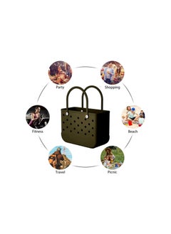 Generic Sayelo Womens EVA Beach Bag Storage Bag Handbag Solid Color Waterproof Hole Large Storage Bag, C-Black  - Image 3