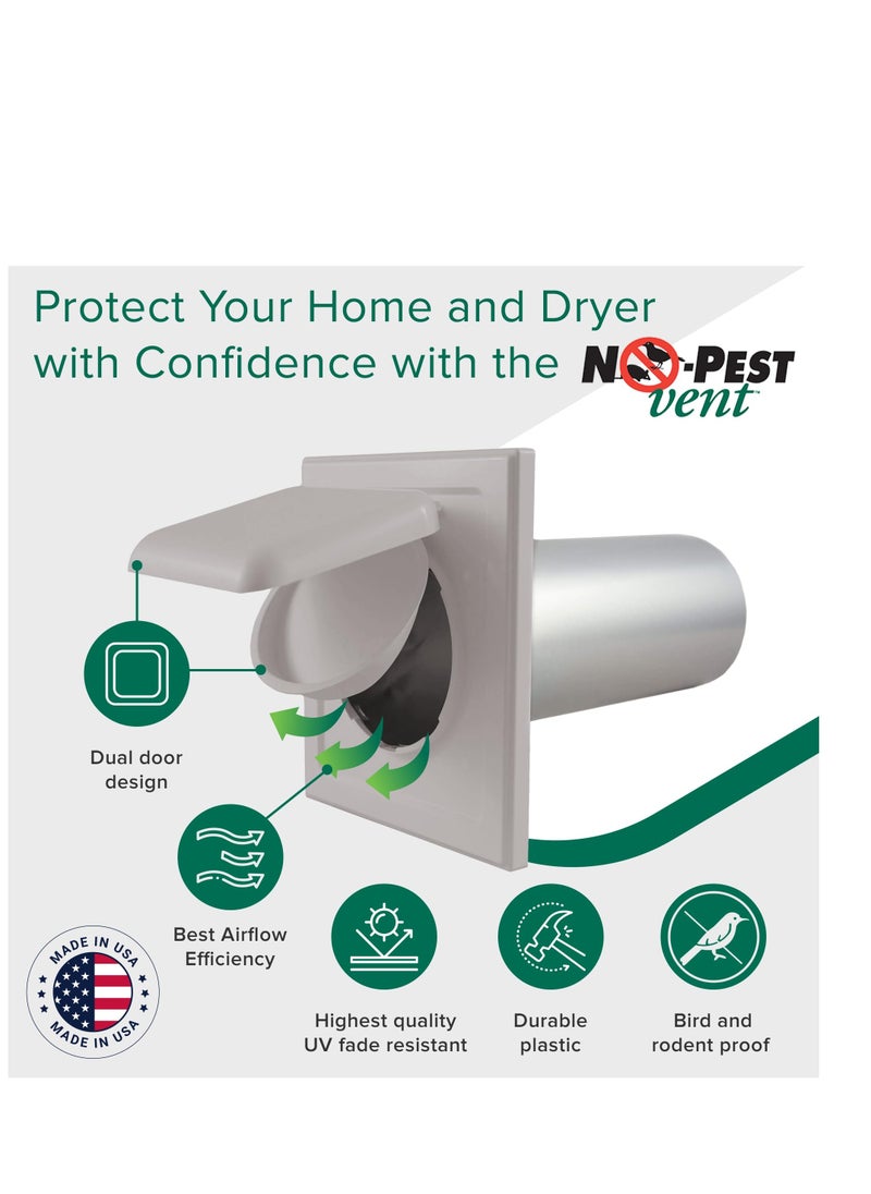 SYOSI - Dual Door Dryer Vent Cover Outdoor 4 inch, Made in USA, The ONLY Dryer Vent with a DUAL DOOR DAMPER To Seal Your Home, No Lint Collecting Screen - Image 1