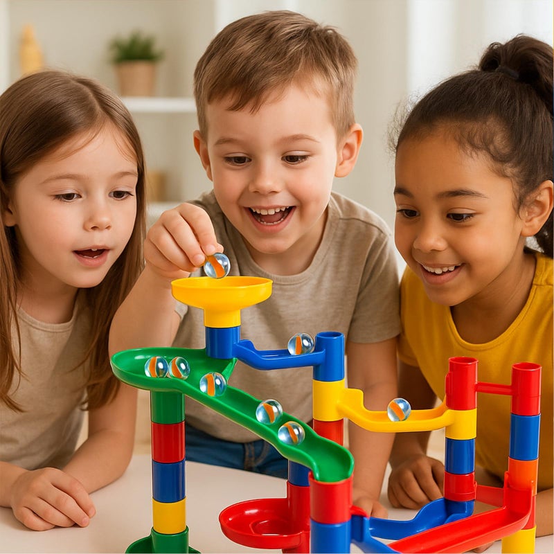 POPLAY 61PCS Marbles Games for Kids, with Gift Box for Marbles Run Games, Classroom Crafts Supplies Kit - Image 3