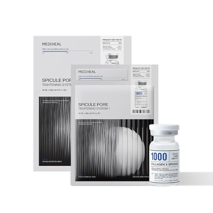 Mediheal Collagen Spicule 1000ppm Intensive Serum – Micro Needle Serum for Pore Care, Soothing & Skin Texture Improvement, 2-Step,Collagen Spicule Ampoule and Gel Mask Set,Skin Booster,4pcs - Image 1