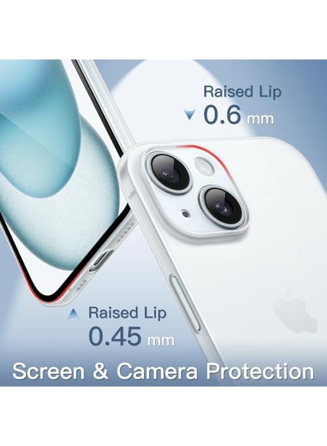 جي تيك جراب رفيع للغاية 0.35 مم لهاتف Iphone 15 Plus مقاس 6.7 بوصة، غطاء عدسة الكاميرا للحماية الكاملة، خفيف الوزن، غير لامع، جراب صلب بسيط من البولي بروبلين، يدعم الشحن اللاسلكي، شفاف غير لامع - Image 3