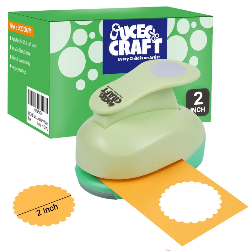 UCEC 2 inch Scallop Circle Punch Circle Ware Punch Craft Lever Puncher DIY Handmade Paper Punches for Paper Crafting Scrapbooking Cards Arts - Image 3