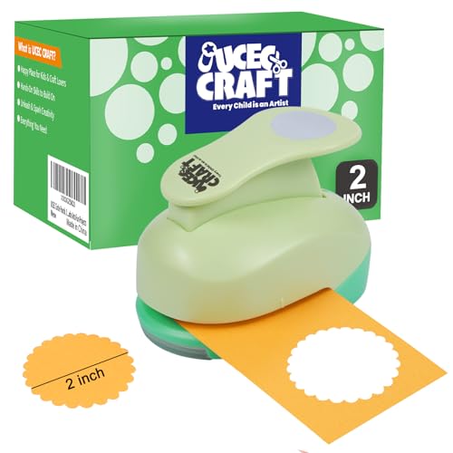 UCEC 2 inch Scallop Circle Punch Circle Ware Punch Craft Lever Puncher DIY Handmade Paper Punches for Paper Crafting Scrapbooking Cards Arts - Image 1