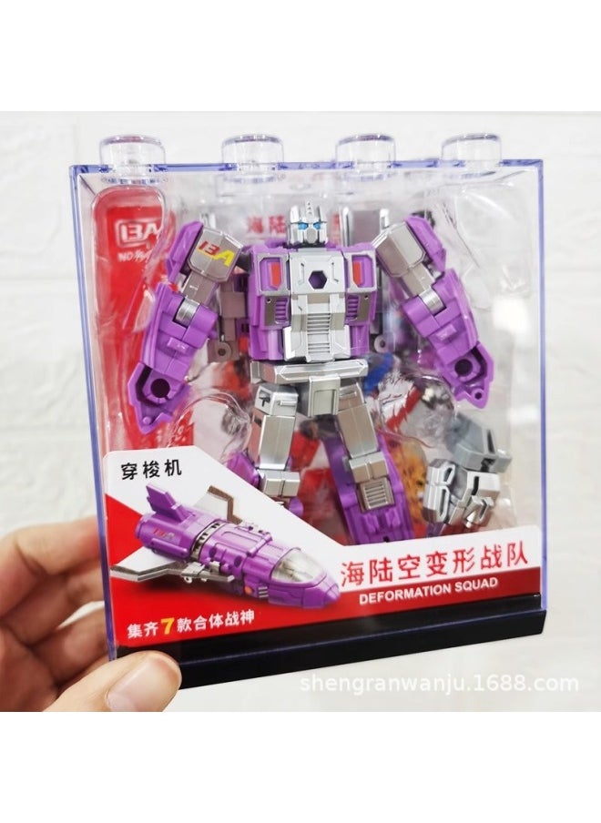 Generic - Guangdong Star Sea Land And Air Deformation Team Boy Robot Combination Model Helicopter Armor Tank Seven-in-one Toy-Colour:Guangdong Star Sea, Land And Air Transformation Armor - Image 1