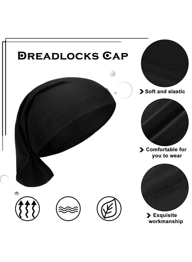 Tatuo 4 Pieces Unisex Dreadlock Cap Long Hair Dreads Head Wrap Sleeping Cap Hair Accessories Sleep Bonnet for Men Women (Black) - Image 3