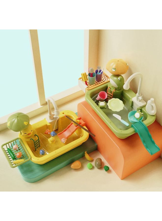 Electric Toy Dishwasher Kids Kitchen Simulation Playset Girls Pretend Cooking Sink Pool Table Dollhouse Accessories Plastic Toys-Color:【Little Frog】 Electric Dishwasher No Gift Box-Specifications:Of - Image 2