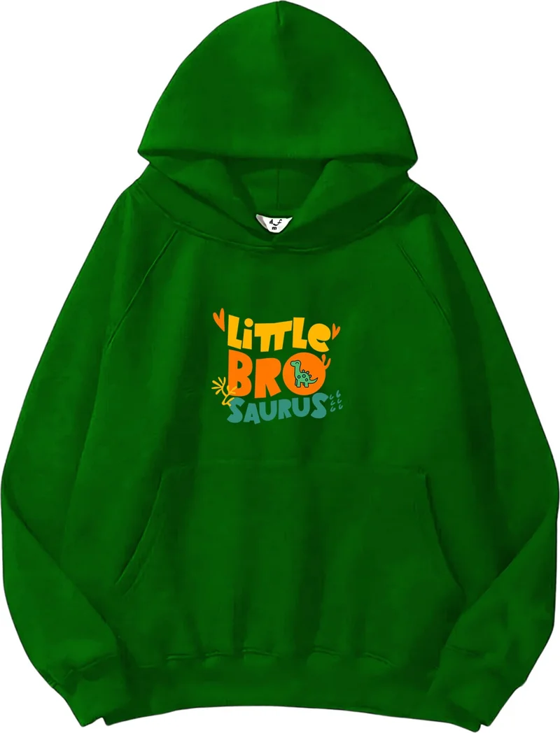 DogFish Women, Men's Sweatshirt Oversize Little Bro Saurus Printed Thick Green Lover Sweatshirt
