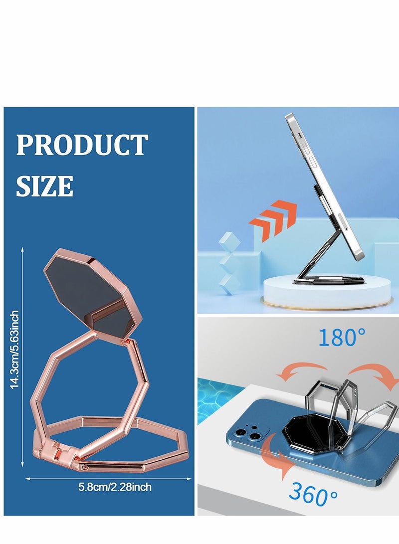 3Pack Magnetic Mobile Phone Holder Foldable Cellphone Double Ring Kickstand 360° Rotation Cell Stand Compatible with Iphone Ipad Tablets for Desk Car Mount Back Grip - Image 5