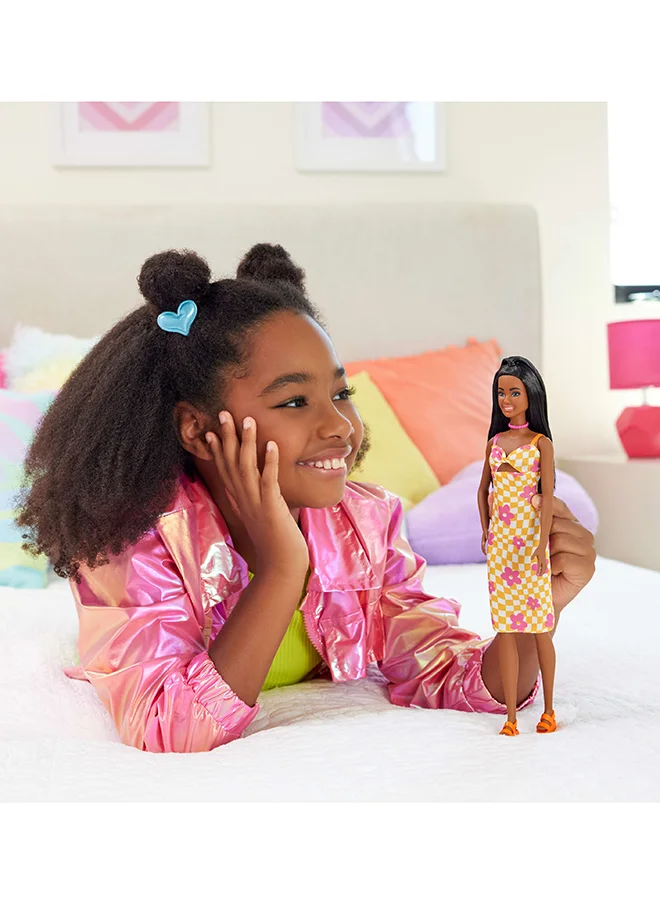 Barbie Fashionistas® Doll - Pink & Orange Check Dress