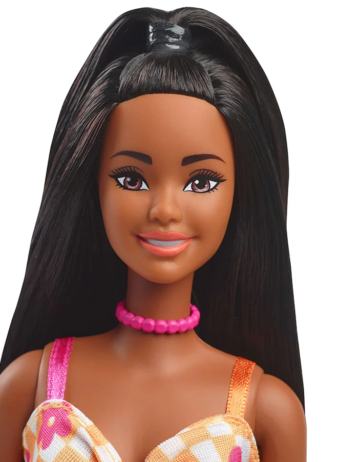 Barbie Fashionistas® Doll - Pink & Orange Check Dress