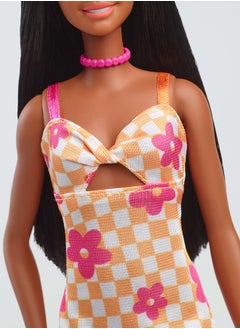 Barbie Fashionistas® Doll - Pink & Orange Check Dress  - Image 4