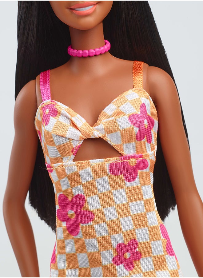 Barbie Fashionistas® Doll - Pink & Orange Check Dress  - Image 4