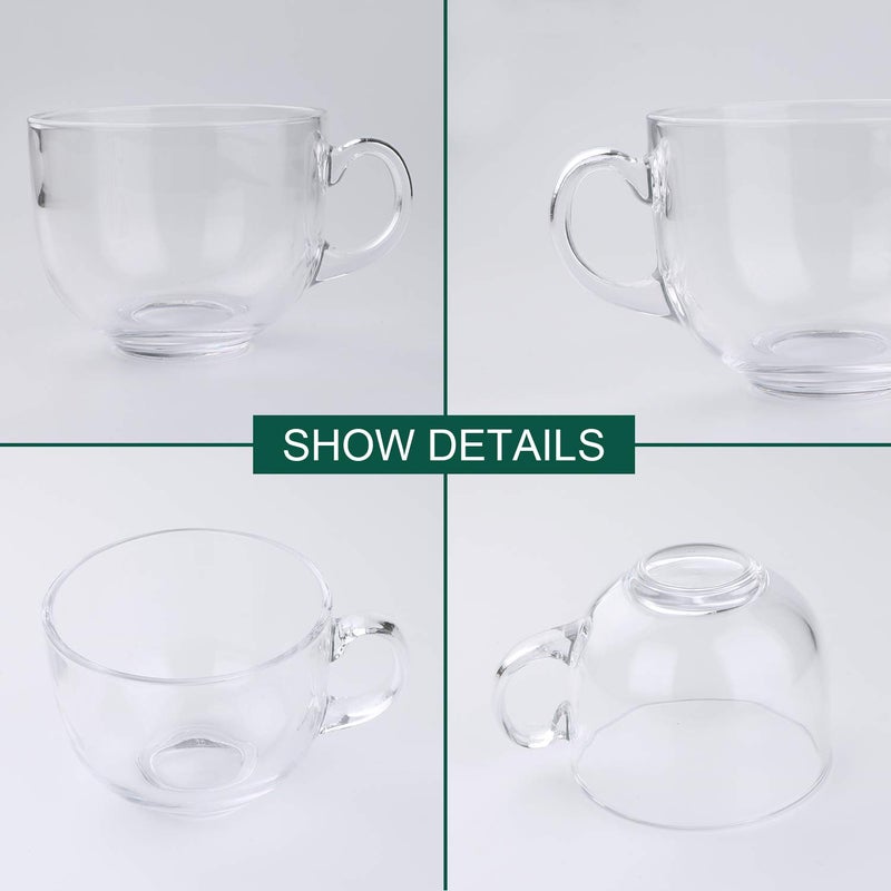 Maredash 16oz Glass Jumbo Mugs With Handle For Coffee, Tea, Soup,Clear Drinking Cup,Set of 6 - Image 2