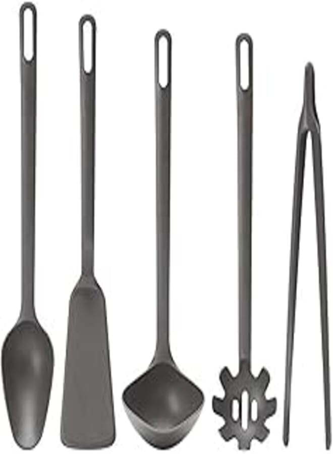 JQM Fulländad 5-Piece Kitchen Utensil Set, Grey