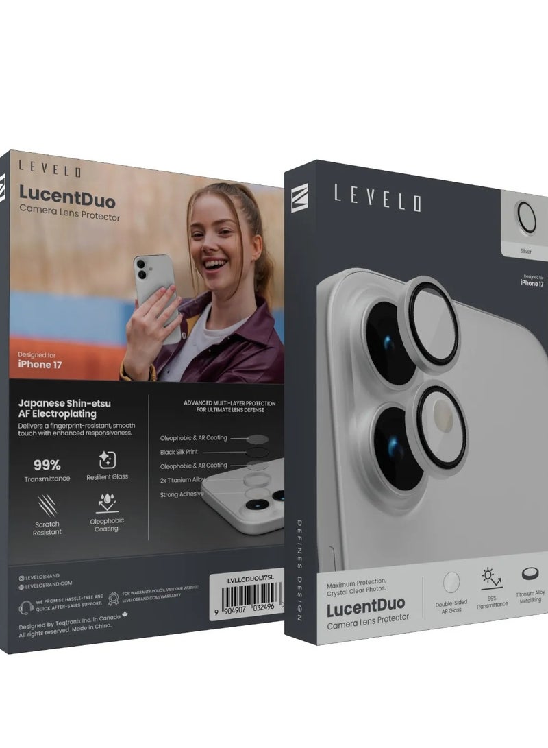 LEVELO iPhone 17 Lens Protector / Scratch Resistant / Lucent Duo Lens Protector With 99% Transmittance / Lens Protector with 2x Titanium Alloy - Silver - Image 5