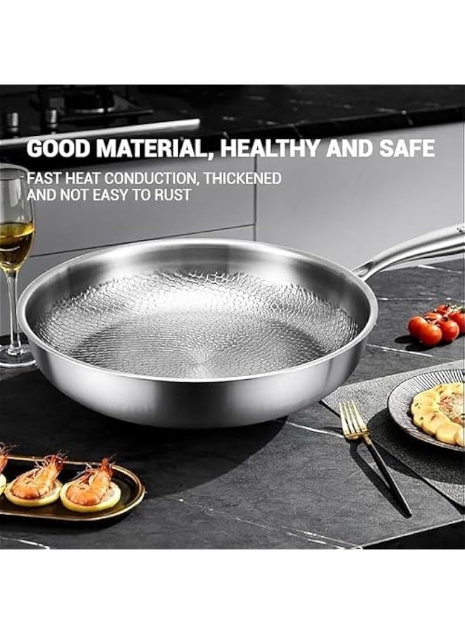 بيوينتي مقلاة التيتانيوم المطرقة الاحترافية مع غطاء، مقلاة التيتانيوم النقي فائقة المتانة المقاومة للخدوش غير اللاصقة بنمط مطروق (11 بوصة) - Image 5