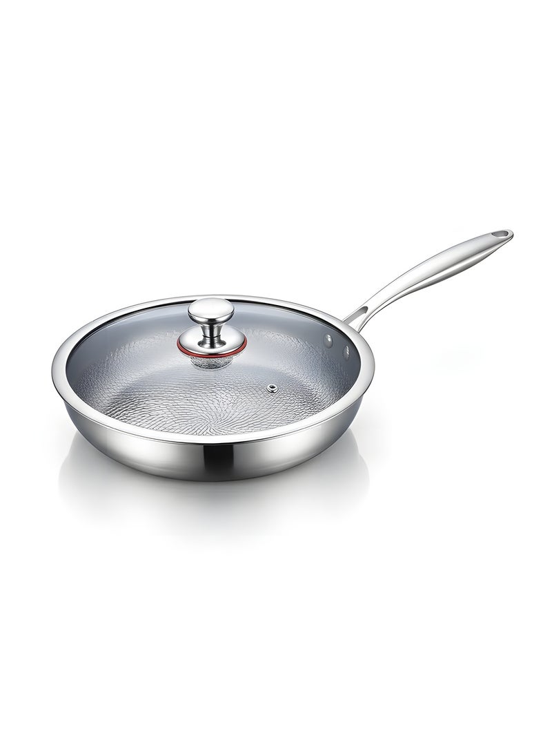 Beauenty Titanium Hammered Pan Pro With Lid,Ultra-Durable Scratch-Resistant Non Stick Pure Titanium Nutri Pan Hammered Pattern (11in) - Image 1