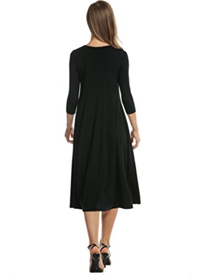 Hotouch Women's 3/4 Sleeve A-line and Flare Midi Long Dress - Image 2
