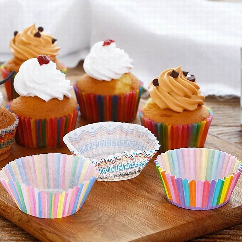 Kosh Fancy Descent Baking Greaseproof Muffins Round Paper Cups Cake Microwave or Oven Tray Safe Muffin Paper CupsLiners SingleAssorted ColorPrints Multicolor 1000 PC - Image 2
