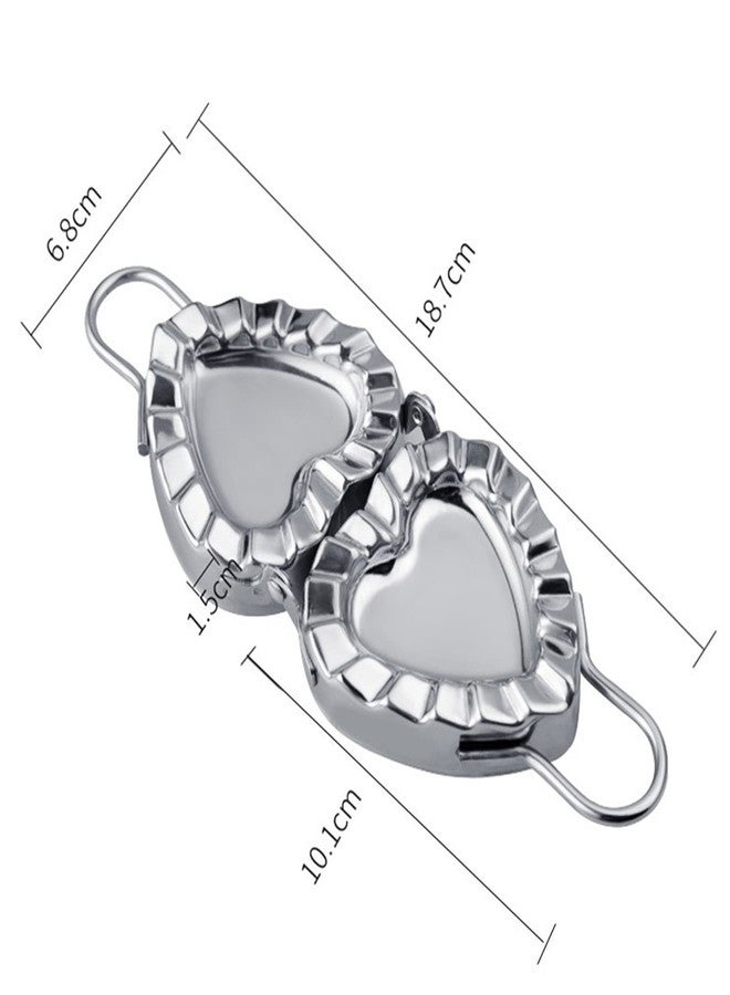 MGGi Heart Shaped Ravioli Mold Pierogi Dumpling Maker, Stainless Steel Goya Empanada Press Mold, Ravioli Mould Crimper, Wraper Dough Cutter - for Small Pie Ravioli Chinese Dumpling Pastry, Silver - Image 4