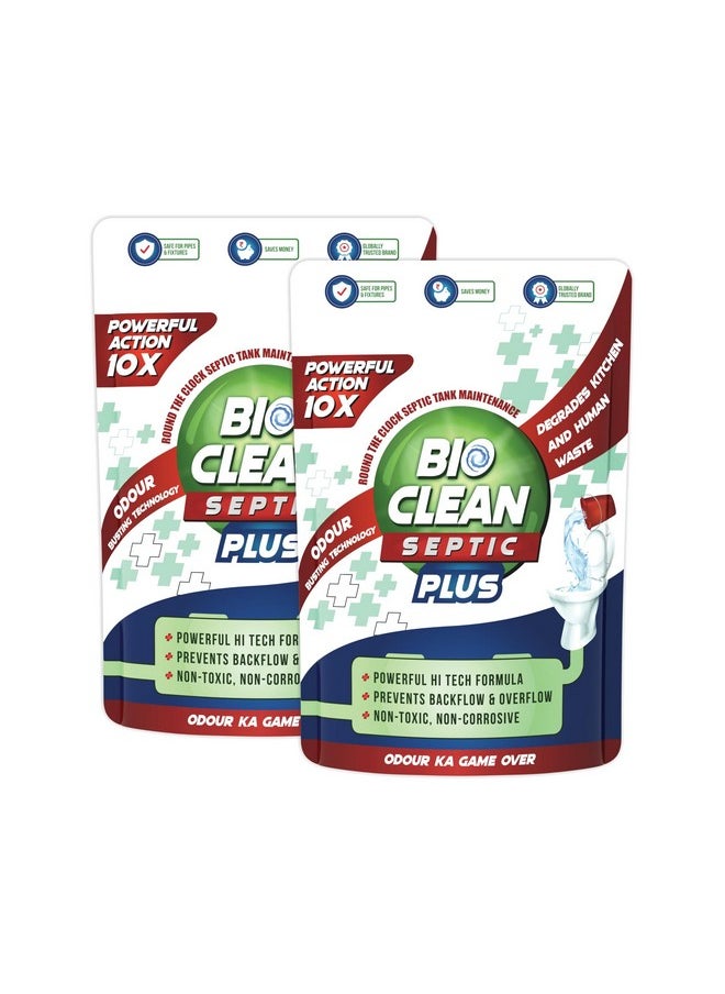 Organica Bioclean Septic Plus 10X Powerful Septic Tank Cleaner | Degrades Food And Human Waste | Safe For All Pipes And Kitchen Drain Lines | Available In Pack Of 2 (500 Gm)  - Image 1