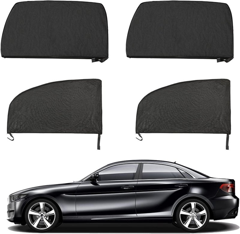 ZELLYA 4Pcs Stretchable and Breathable Sunshades for Car Windows,Car Sun Shade Curtain Soft Car Rear Side Window Cover,Car Side Window Sun Shades,Window Sunshades Privacy Curtains,Mesh Side Car Window Cover - Image 1