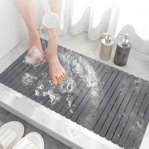 MBOSS MBOSS Bathtub Mat Non Slip Shower Mat for Inside Shower Suction Cups Design and Drain Holes 375 X 157 Inch Bathroom Essentials Safe Easy to DIY Cut Soft and EcoFriendly Materials 