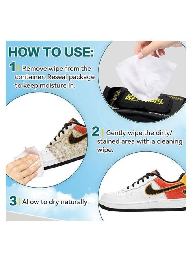 ECVV 80PCS Shoe Sneaker Wipes Cleaner 1 Pack Disposable Shoe Wipes Quick Wipes Removes Dirt Stains for White Shoes and Boots Travel Portable Wipes - Image 4