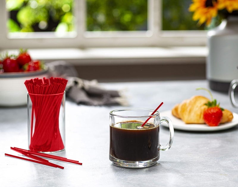 Comfy Package [5 Inch - 1000 Count] Coffee & Cocktail Stirrers/Straws Disposable Plastic Sip Stir Sticks – Red - Image 2
