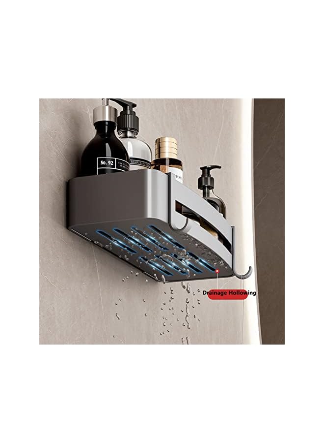 Raxoom Bathroom Shelves Wall Mounted Shower Caddy Rustproof Shower Rustproof Titanium Alloy Shower Organizer Racks for Bathroom Kitchen (Small with Bar) - Image 3
