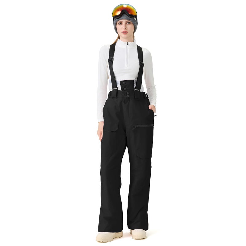 GS SNOWING Women Baggy Ski Pants Men Snow Bibs Snowboard Overall Insulated Windproof Waterproof for Winter Outdoor Sports Black M - Image 2