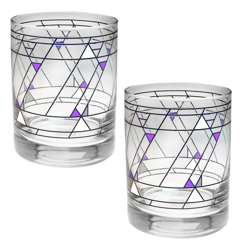 Culver Frank Lloyd Wright DOF Double Old Fashioned Glass 14Ounce Gift Boxed Set of 2 Hollyhock