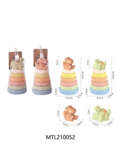 Children Baby Stacking Music Stacking High Toy Texture Soft Glue Dinosaur Rainbow Tower Collar-Color:638-182
