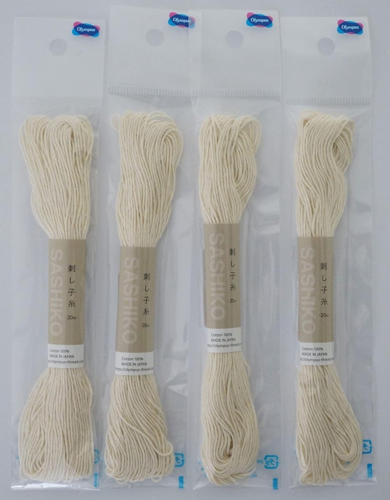 Olympus Sashiko Thread 20m(21.8yds) 4skeins Set (Colour Natural) 100% Cotton - Image 3