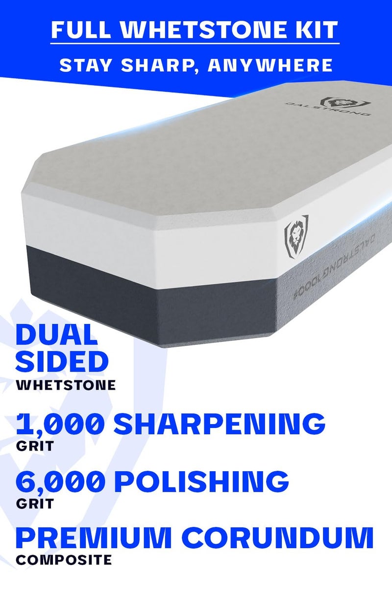 Dalstrong Premium Whetstone Kit - #1000/#6000 Knife Sharpening Kit -Extra Large Grit Stones - Top-Grade Corundum - Thick Knife Sharpening Stone - Whetstone Set Knife Sharpener - Portable Oak Box - Image 2