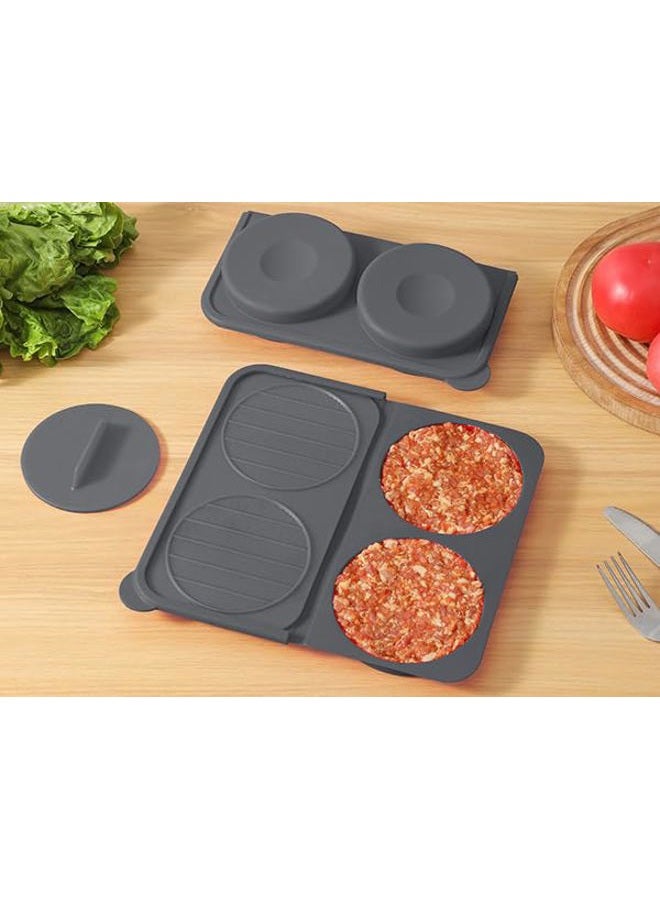 AUOON Silicone Burger Press Mold, 4-Cavity Patty Maker for Freezer Storage, Non-Stick Kitchen Tool for Homemade Hamburger Meat Preparation, Easy Clean & Dishwasher Safe (Gray) - Image 1