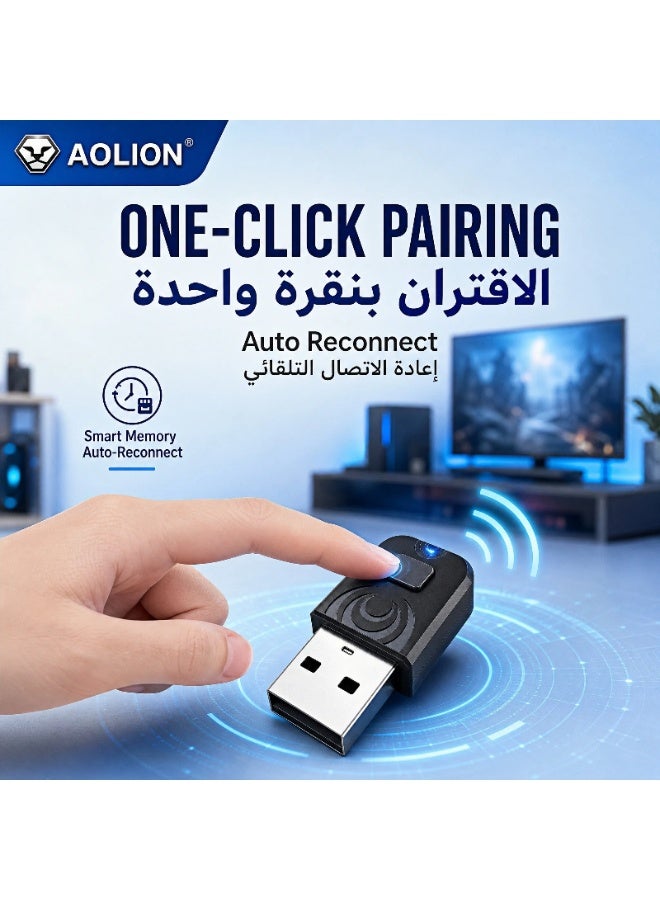 أوليون محول بلوتوث لوحدة التحكم في الألعاب، جهاز استقبال لاسلكي بتقنية بلوتوث 5.0 ذو زمن انتقال منخفض ومحول لوحدة التحكم في الألعاب لأجهزة PS5/PS4/Switch/الكمبيوتر الشخصي/Xbox One/Series، دونجل USB يعمل بمجرد التوصيل، متوافق مع Windows 11/10 وSteam Deck/iOS/Android - Image 4