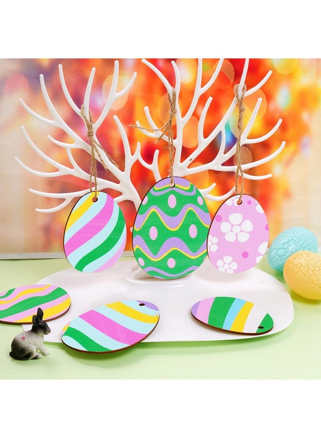 Yookat 40 Pieces Wooden Easter Egg Cutouts Unfinished Wood Easter Egg Easter Egg Wooden Cutout Unfinished Wood Slices for Crafts and Easter Decorations (3 inch and 4 inch) - Image 5