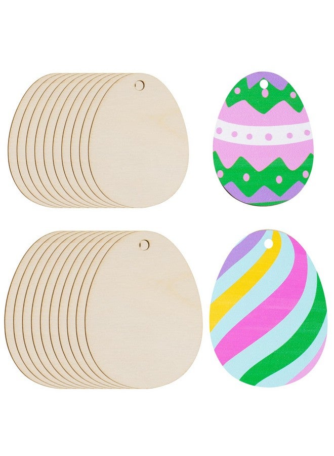 Yookat 40 Pieces Wooden Easter Egg Cutouts Unfinished Wood Easter Egg Easter Egg Wooden Cutout Unfinished Wood Slices for Crafts and Easter Decorations (3 inch and 4 inch) - Image 1
