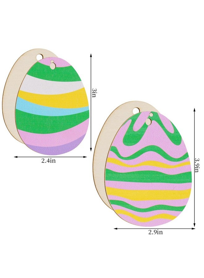 Yookat 40 Pieces Wooden Easter Egg Cutouts Unfinished Wood Easter Egg Easter Egg Wooden Cutout Unfinished Wood Slices for Crafts and Easter Decorations (3 inch and 4 inch) - Image 2