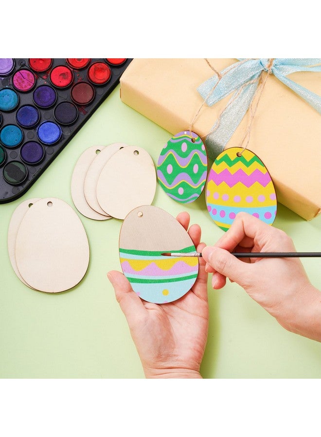 Yookat 40 Pieces Wooden Easter Egg Cutouts Unfinished Wood Easter Egg Easter Egg Wooden Cutout Unfinished Wood Slices for Crafts and Easter Decorations (3 inch and 4 inch) - Image 3