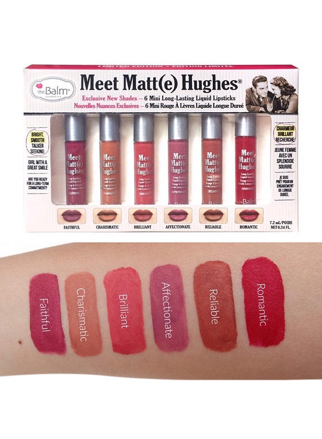 theBalm 6-Piece Meet Matte Hughes Liquid Lipstick Set Romantic/Reliable/Faithful - Image 5