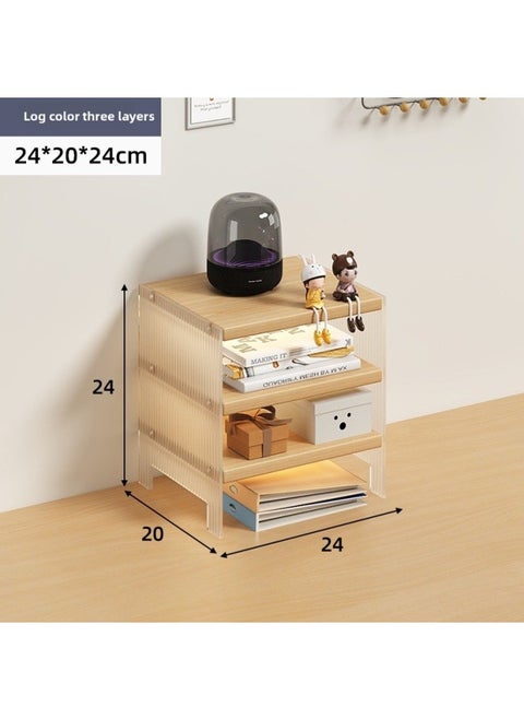 Station Computer Rack Laptop Portable Computer Bracket Desktop Display Pad High Storage Rack Storage Rack-Color:Acrylic Storage Cabinet-Log Color