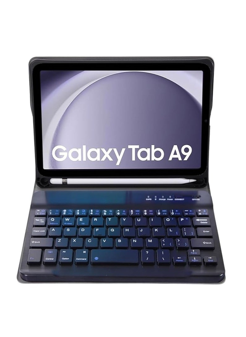 جنرال - لوحة مفاتيح قابلة للفصل لحافظة Samsung Galaxy Tab A9 8.7 Inch 2023 SM-X110 / SM-X115 مع لوحة مفاتيح لاسلكية - Image 1