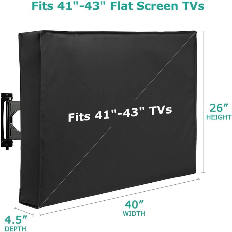 SunPatio Weatherproof Outdoor TV Cover for 41-43 inch Flat Screens, Waterproof Screen Protector with Built-in Remote Pocket, Black - Image 2