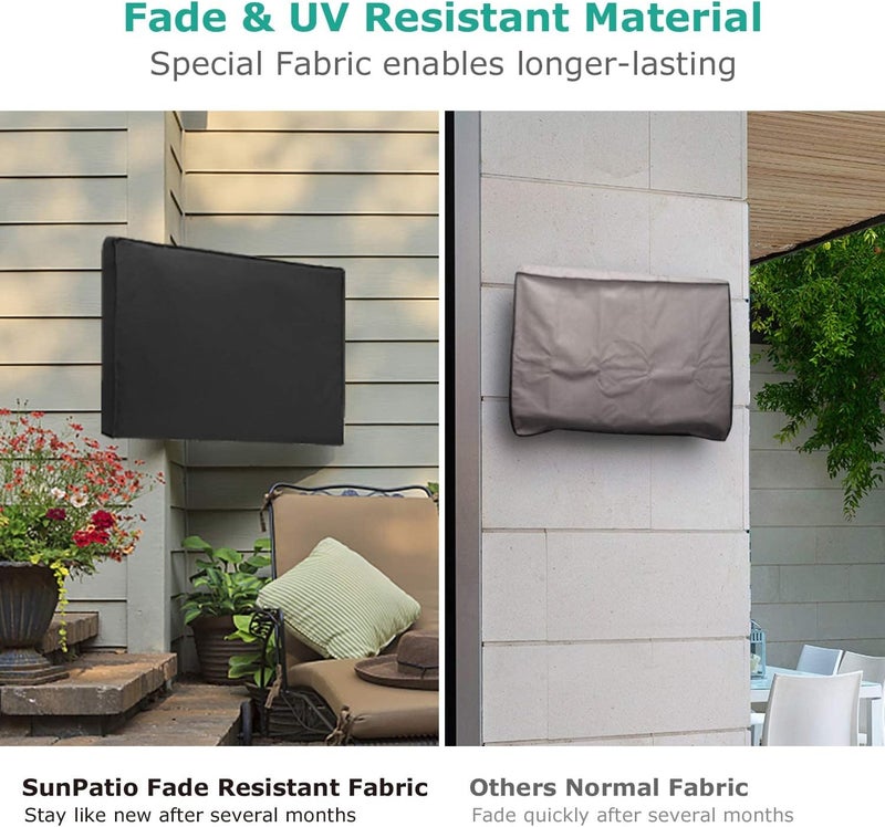 SunPatio Weatherproof Outdoor TV Cover for 41-43 inch Flat Screens, Waterproof Screen Protector with Built-in Remote Pocket, Black - Image 4