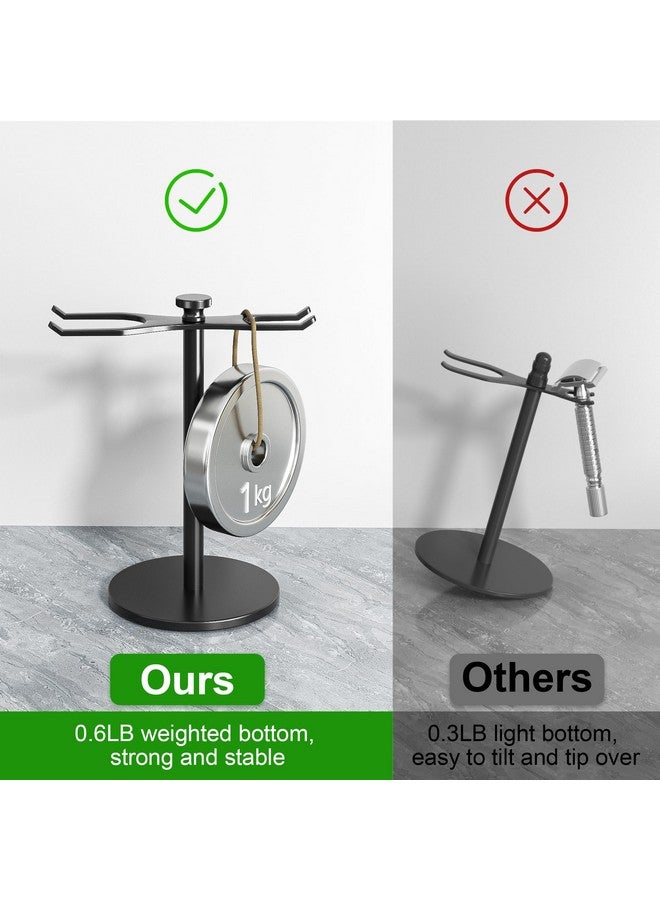 حامل ماكينة حلاقة آمنة مع حامل فرشاة من بيك بيف، حامل حلاقة معدني أسود عالي التحمل للرجال، فتحات واسعة للغاية، يناسب معظم الفرش وجميع أنواع شفرات الحلاقة - Image 5